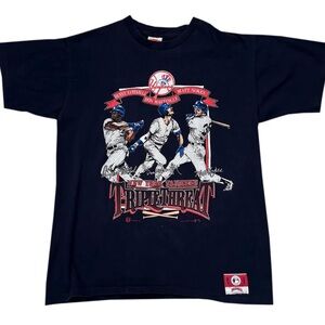 Vintage Nutmeg Mills New York Yankees Triple Threat T Shirt (Size XL)